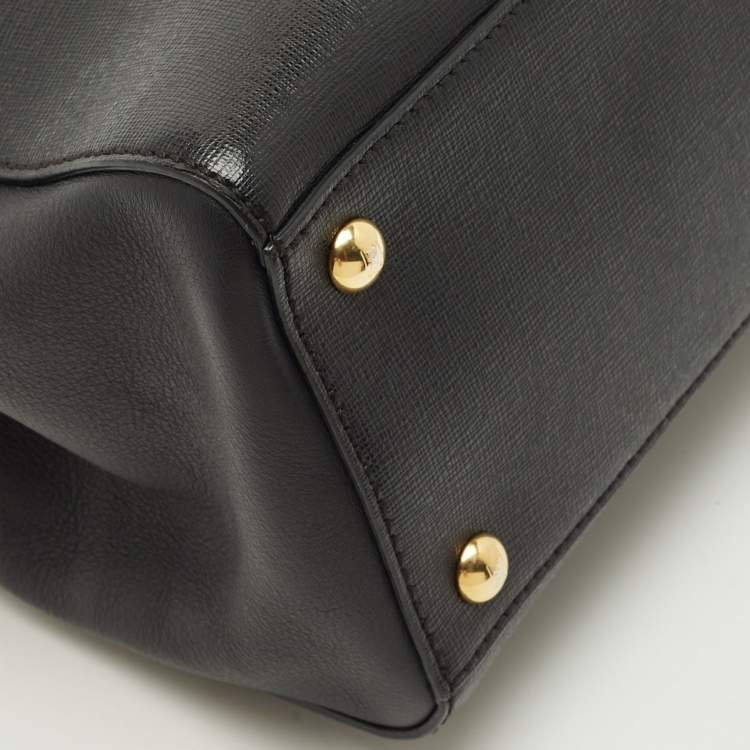 Pre Owned Fendi 2Jours Petite Black Leather Tote