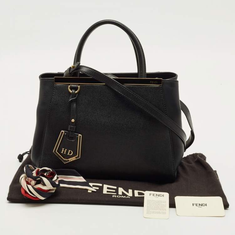 Pre Owned Fendi 2Jours Petite Black Leather Tote