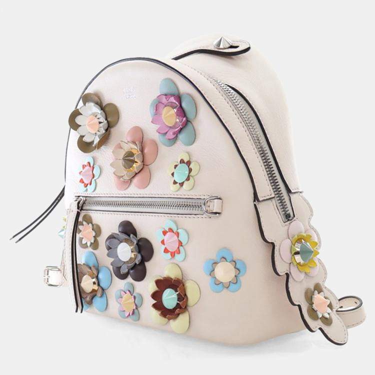 Pre Owned Fendi Leather Flowerland Backpack