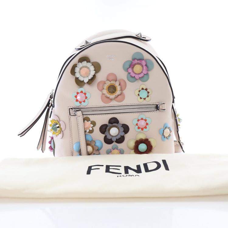 Pre Owned Fendi Leather Flowerland Backpack