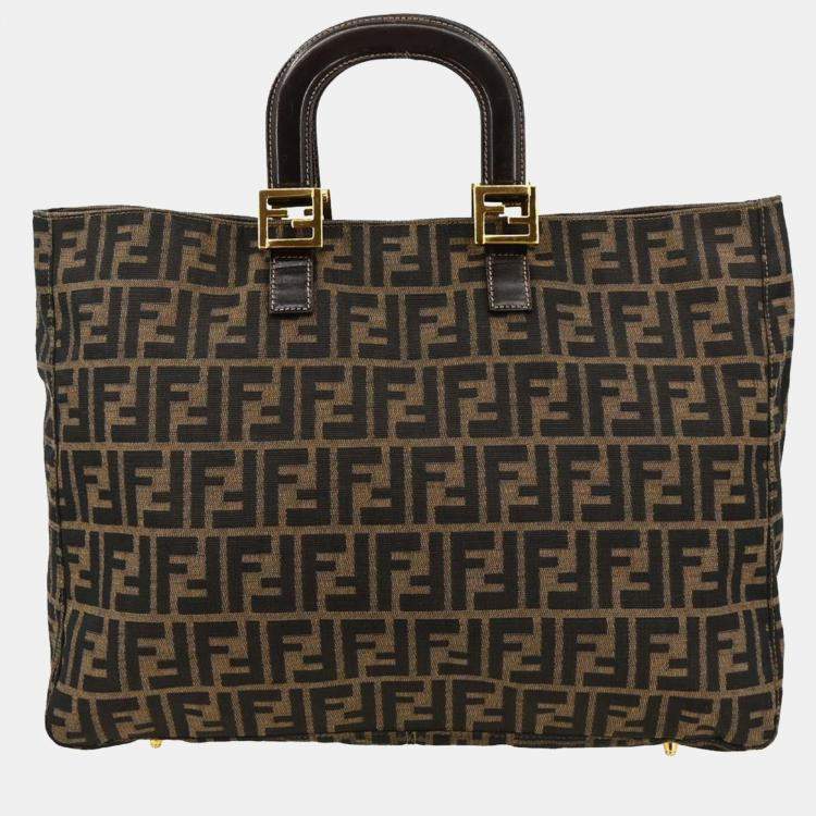 Pre Owned Fendi Brown Zucca Tote Handbag