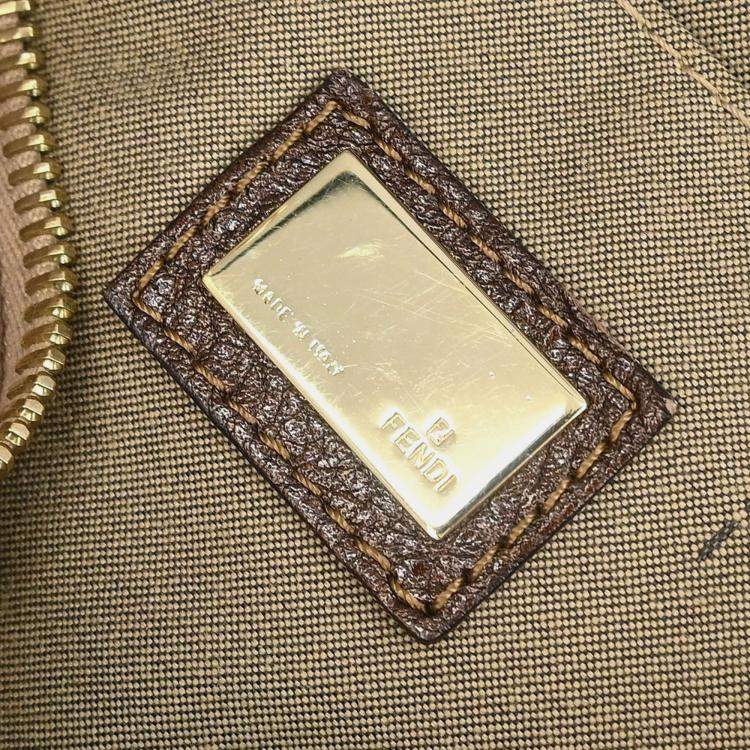 Pre Owned Fendi Bronze Beige Studded Zucchino Handbag