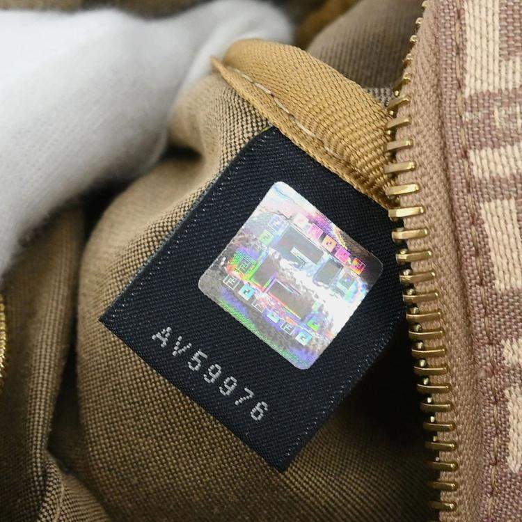 Pre Owned Fendi Bronze Beige Studded Zucchino Handbag