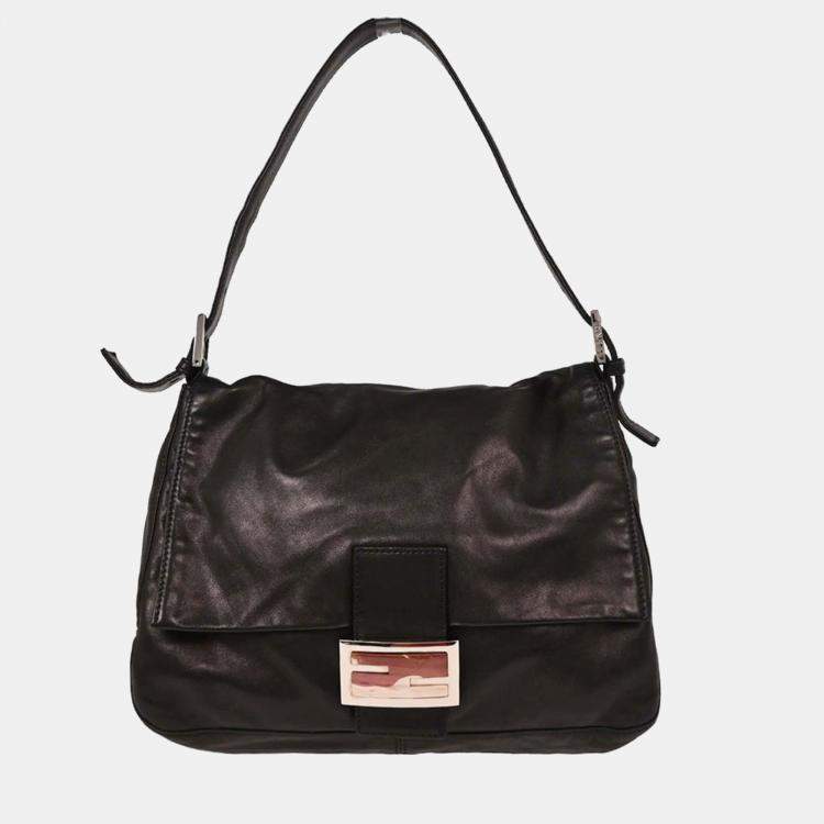 مملوكة مسبقًا Fendi Black Lambskin Baguette Mamma Handbag