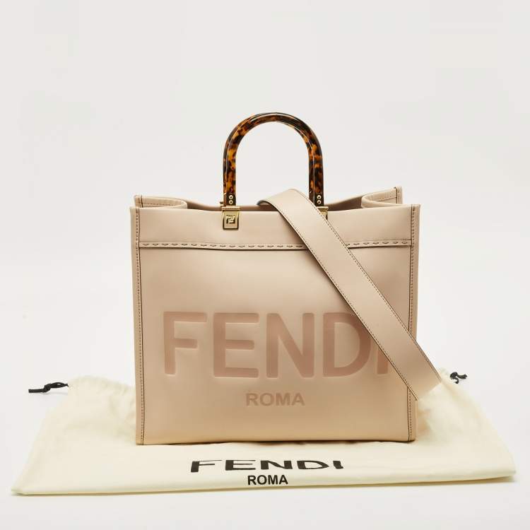Pre Owned Fendi Sunshine Medium Light Pink Leather Shopper Tote