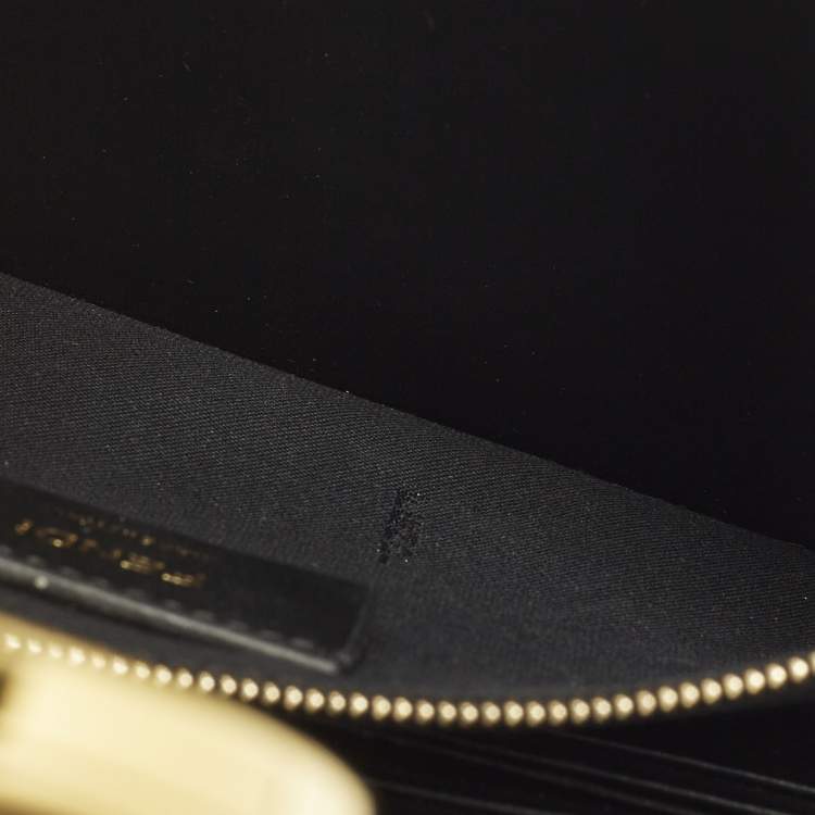 Pre Owned Fendi F is Fendi Medium Brown/Black FF Leather Wallet On Chain