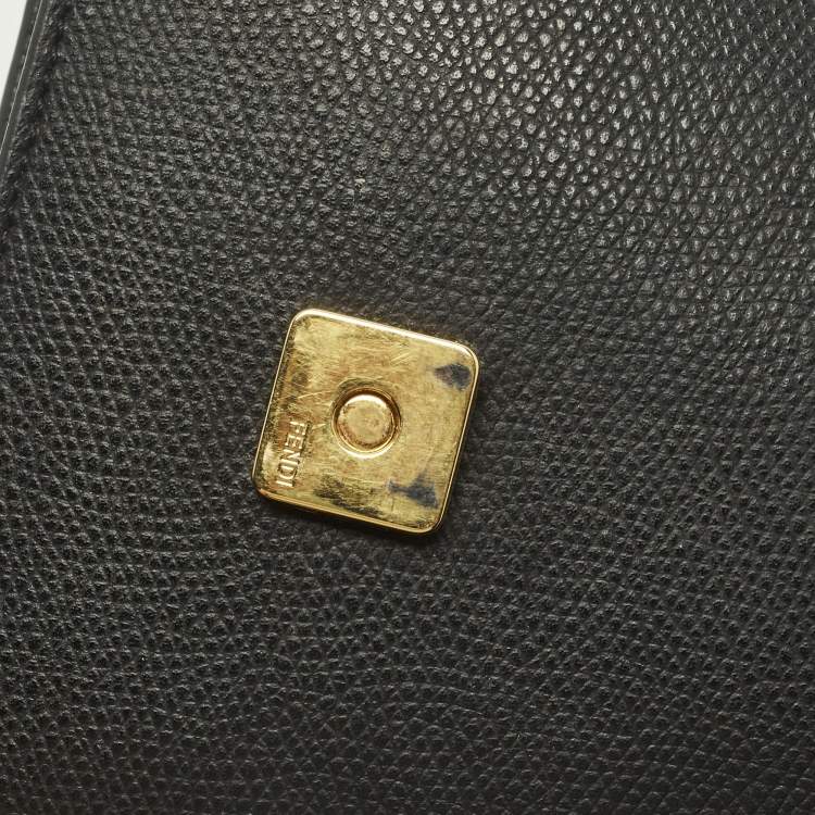 Pre Owned Fendi F is Fendi Medium Brown/Black FF Leather Wallet On Chain