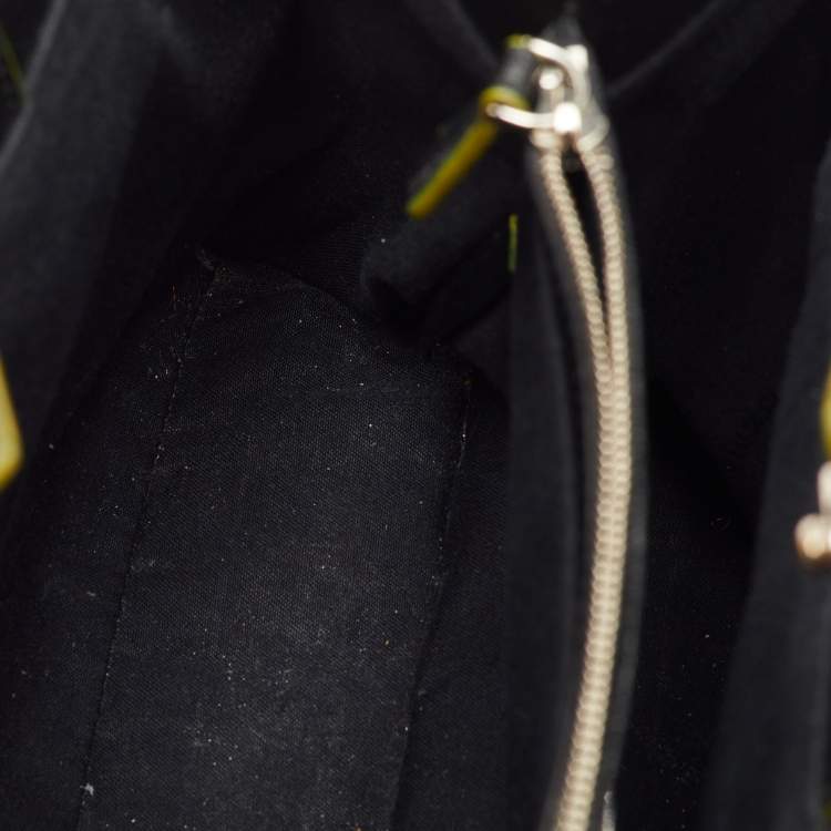 Pre Owned Fendi 2Jours Black Leather and Shearling Tote