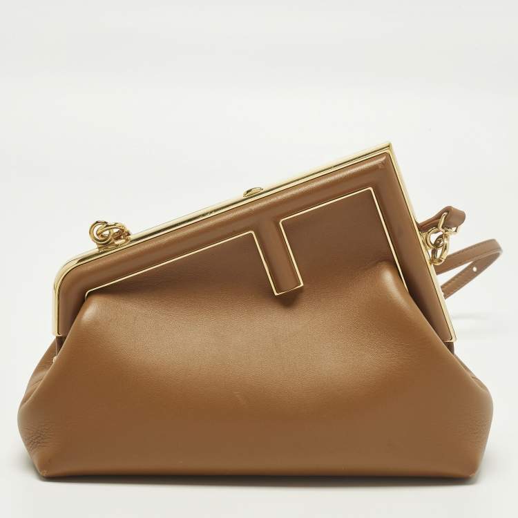 Pre Owned Fendi Brown Fendi First Small Leather Clutch Bag