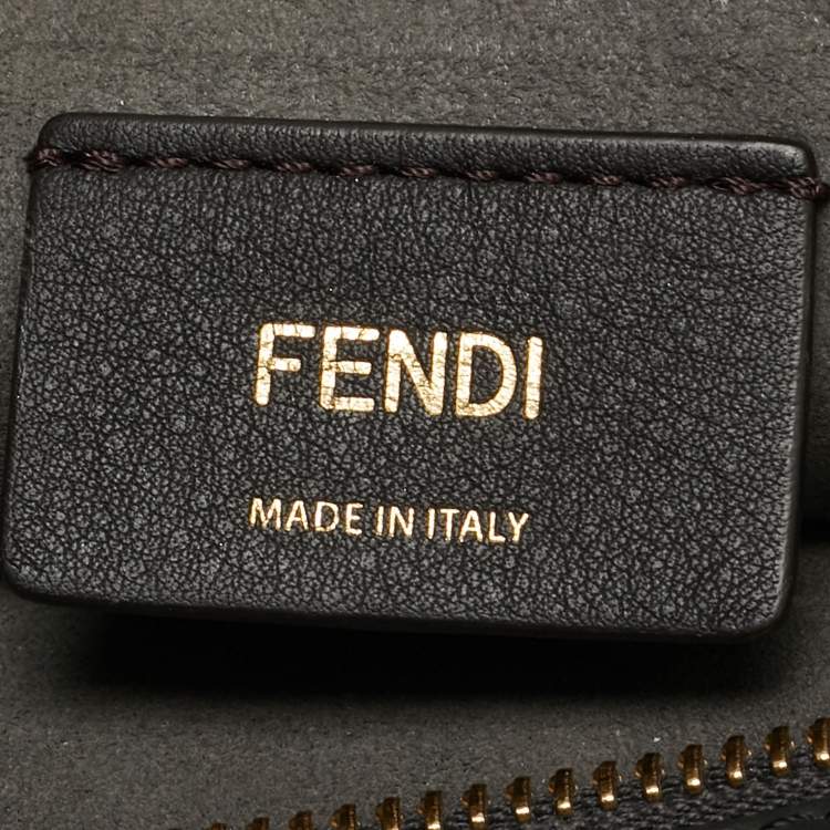 Pre Owned Fendi Swing O'Lock Grey/Black Zucca Velvet and Leather Hobo