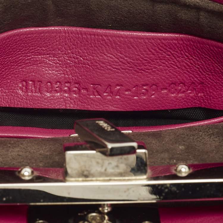 Pre Owned Fendi Peekaboo Micro Fuchsia Leather Crossbody Bag