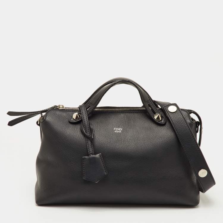 Pre Owned Fendi By The Way Medium Black Leather Shoulder Bag