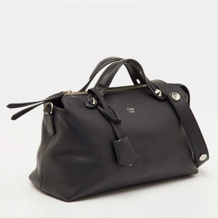 Pre Owned Fendi By The Way Medium Black Leather Shoulder Bag