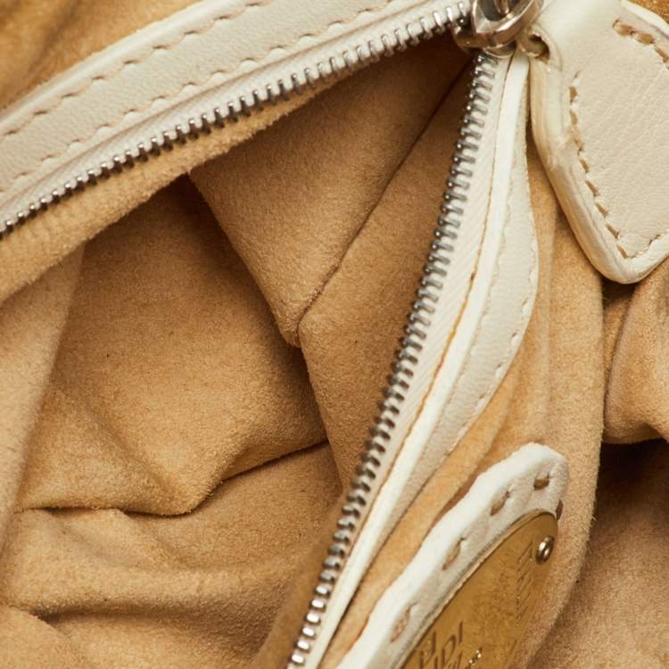 Pre Owned Fendi Adele White Leather Selleria Satchel