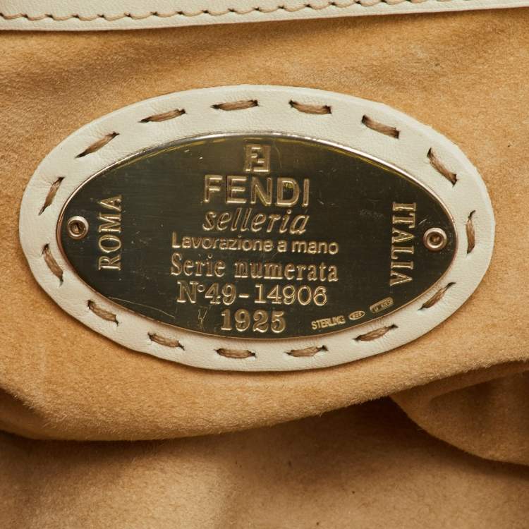 Pre Owned Fendi Adele White Leather Selleria Satchel