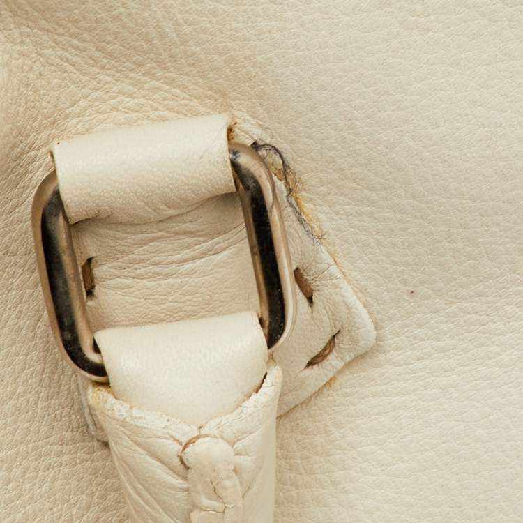 Pre Owned Fendi Adele White Leather Selleria Satchel