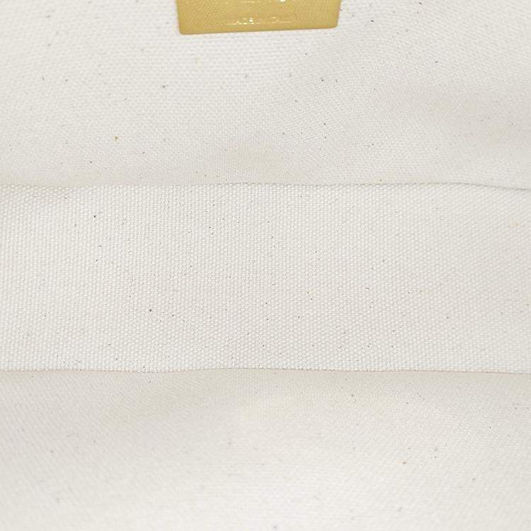 Pre Owned Fendi Cream Multicolor Fabric Baguette Bag