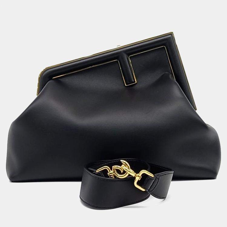 مملوكة مسبقًا Fendi Black Leather First Bag Medium