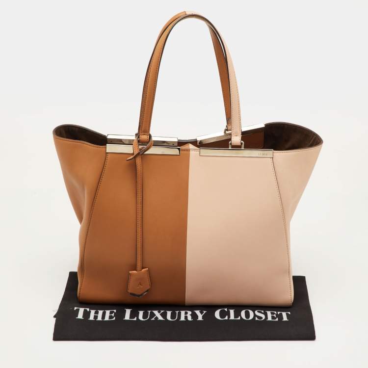 Pre Owned Fendi 3Jours Large Brown/Light Pink Leather Tote