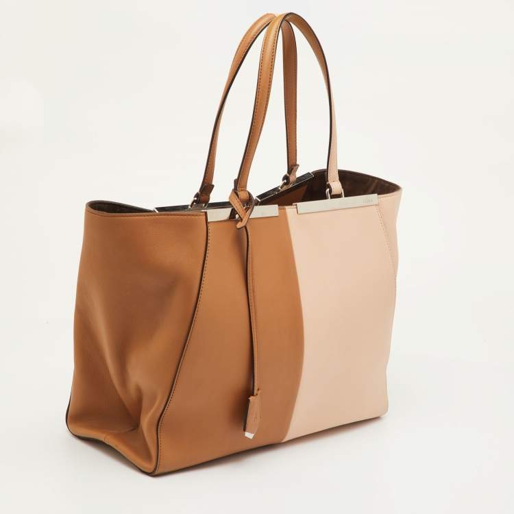 Pre Owned Fendi 3Jours Large Brown/Light Pink Leather Tote