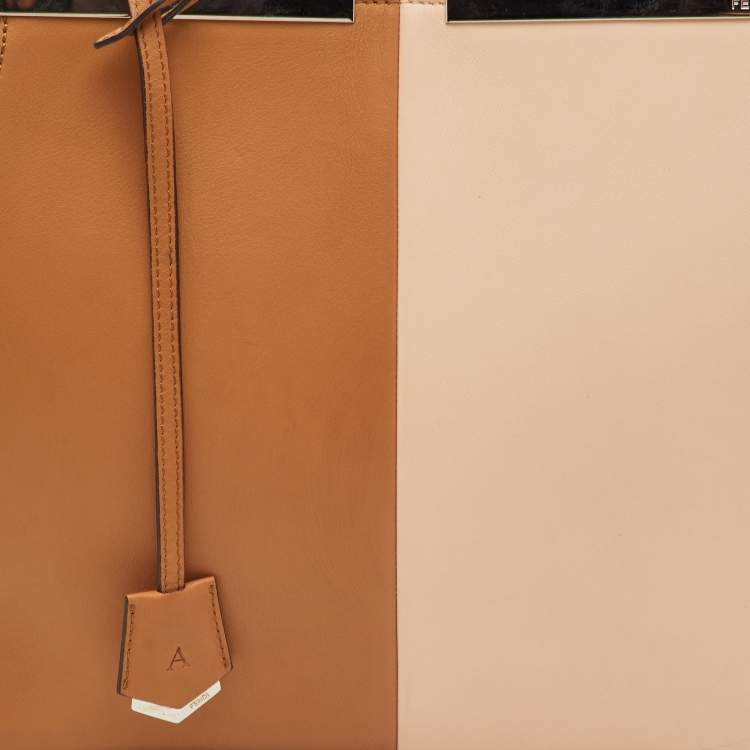 Pre Owned Fendi 3Jours Large Brown/Light Pink Leather Tote