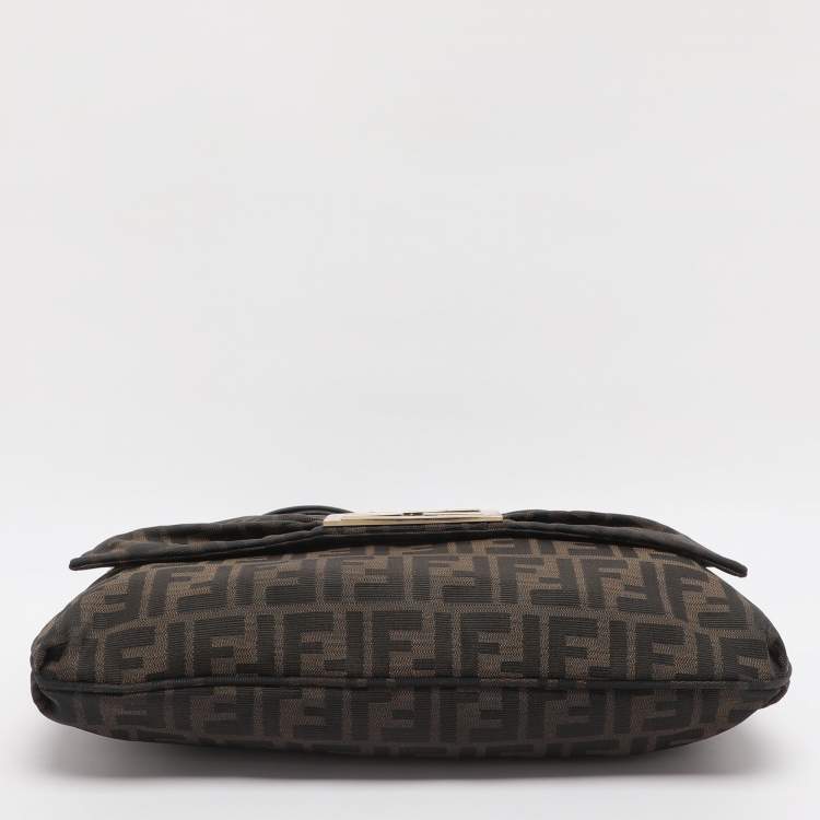 مملوكة مسبقًا Fendi Mia Large Brown Zucca Canvas and Patent Leather Shoulder Bag