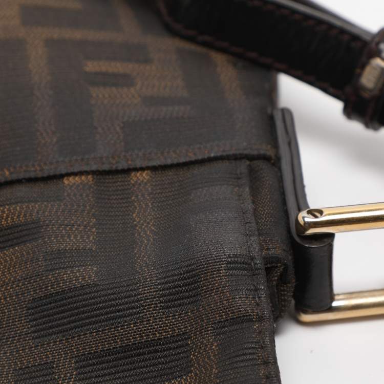 مملوكة مسبقًا Fendi Mia Large Brown Zucca Canvas and Patent Leather Shoulder Bag