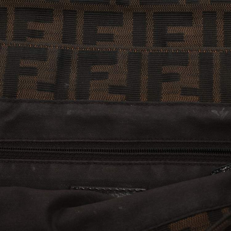 مملوكة مسبقًا Fendi Mia Large Brown Zucca Canvas and Patent Leather Shoulder Bag