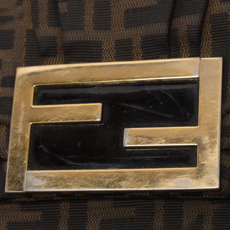 مملوكة مسبقًا Fendi Mia Large Brown Zucca Canvas and Patent Leather Shoulder Bag