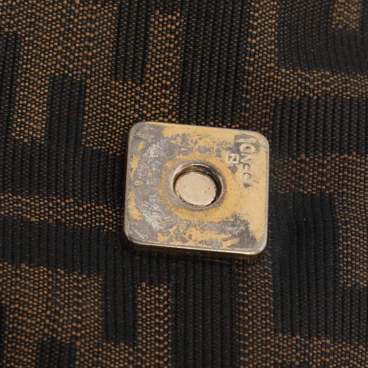 مملوكة مسبقًا Fendi Mia Large Brown Zucca Canvas and Patent Leather Shoulder Bag