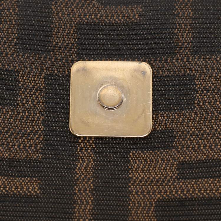 مملوكة مسبقًا Fendi Mia Large Brown Zucca Canvas and Patent Leather Shoulder Bag