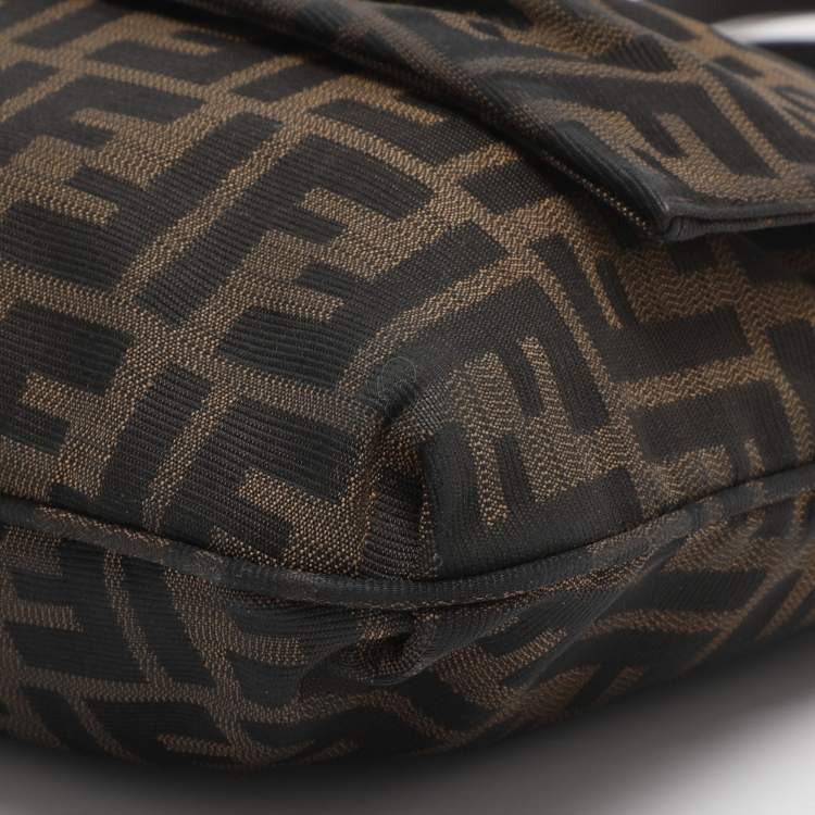 مملوكة مسبقًا Fendi Mia Large Brown Zucca Canvas and Patent Leather Shoulder Bag