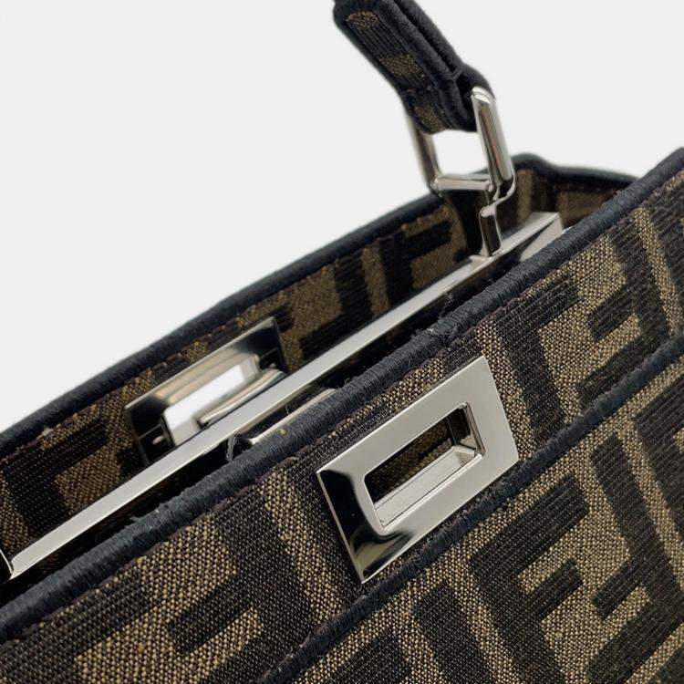 Pre Owned Fendi Peekaboo I See You PokMon Collaboration Dratini Brown Canvas Size Petit