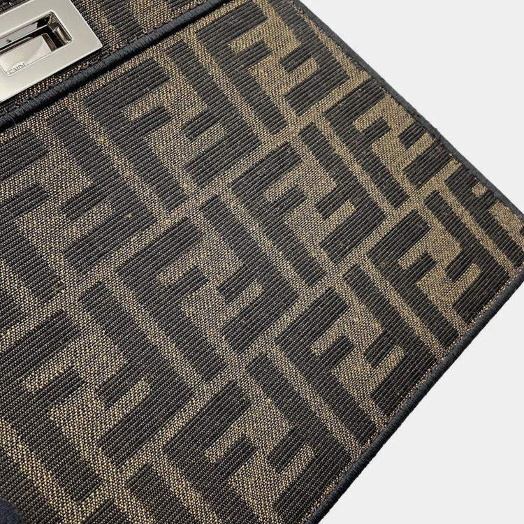 Pre Owned Fendi Peekaboo I See You PokMon Collaboration Dratini Brown Canvas Size Petit