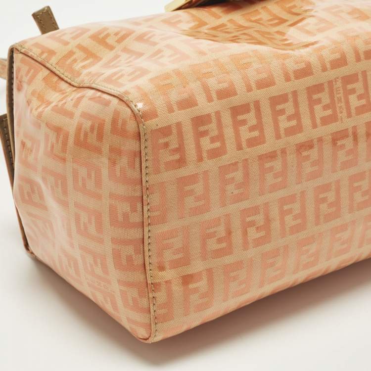 Pre Owned Fendi Orange Zucchino Coated Fabric Mamma Baguette Bag