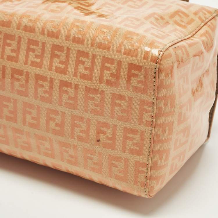 Pre Owned Fendi Orange Zucchino Coated Fabric Mamma Baguette Bag