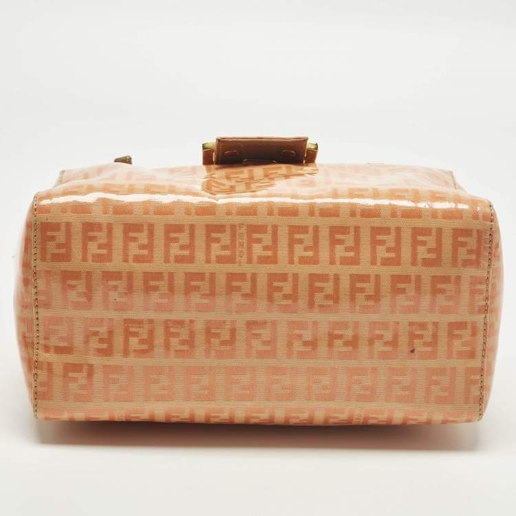 Pre Owned Fendi Orange Zucchino Coated Fabric Mamma Baguette Bag