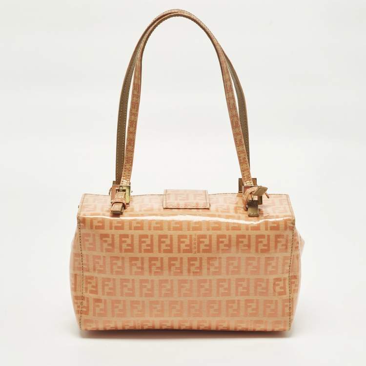 Pre Owned Fendi Orange Zucchino Coated Fabric Mamma Baguette Bag