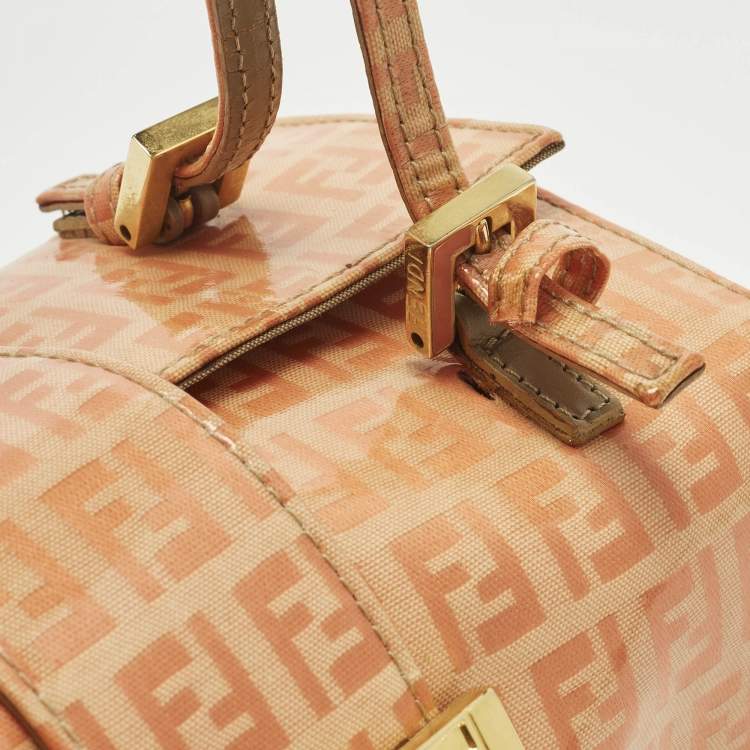 Pre Owned Fendi Orange Zucchino Coated Fabric Mamma Baguette Bag