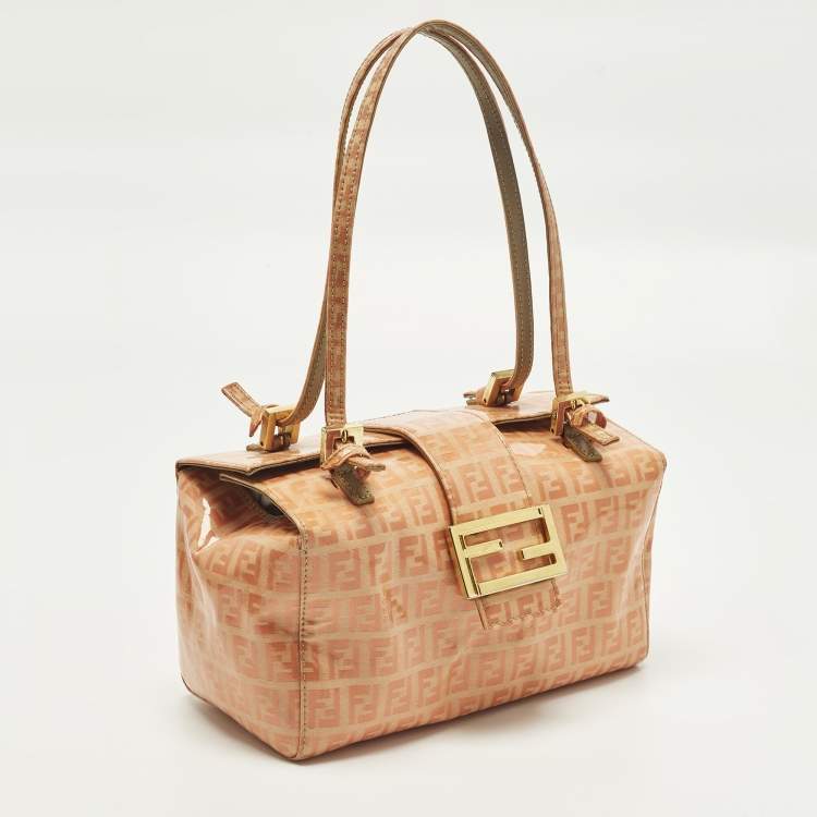 Pre Owned Fendi Orange Zucchino Coated Fabric Mamma Baguette Bag