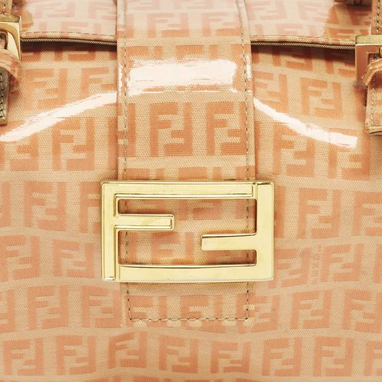 Pre Owned Fendi Orange Zucchino Coated Fabric Mamma Baguette Bag
