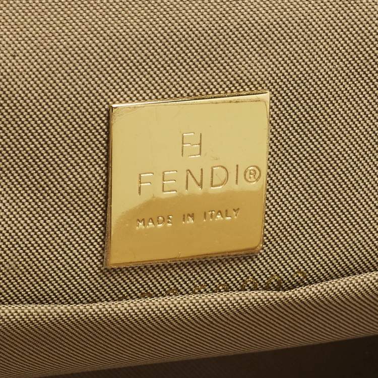 Pre Owned Fendi Orange Zucchino Coated Fabric Mamma Baguette Bag