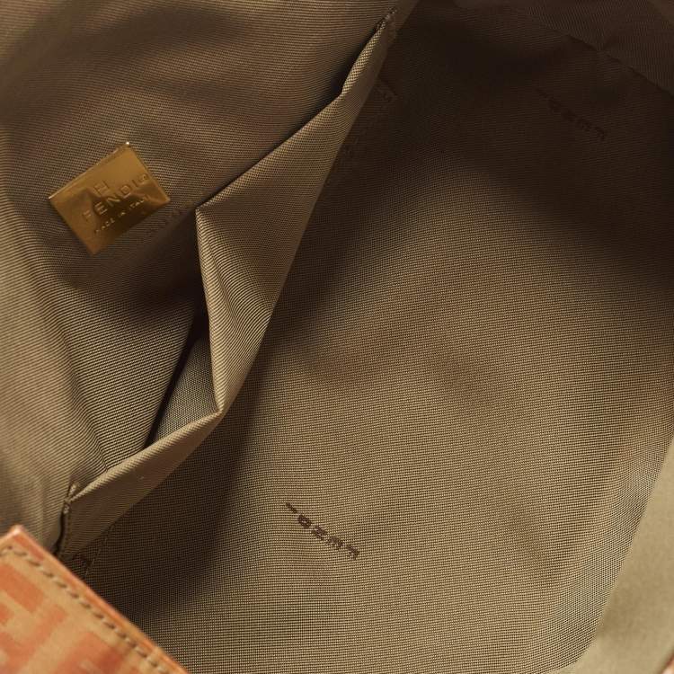 Pre Owned Fendi Orange Zucchino Coated Fabric Mamma Baguette Bag