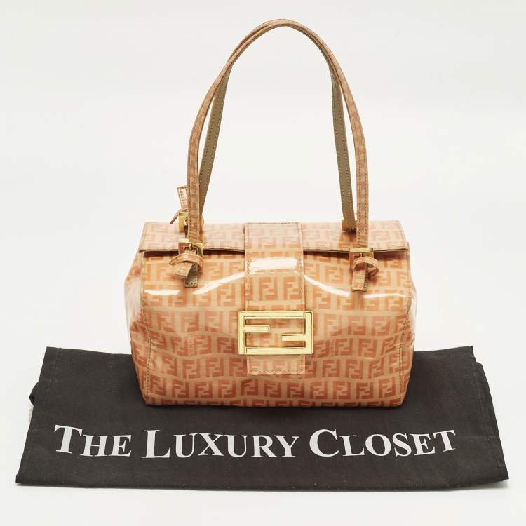 Pre Owned Fendi Orange Zucchino Coated Fabric Mamma Baguette Bag