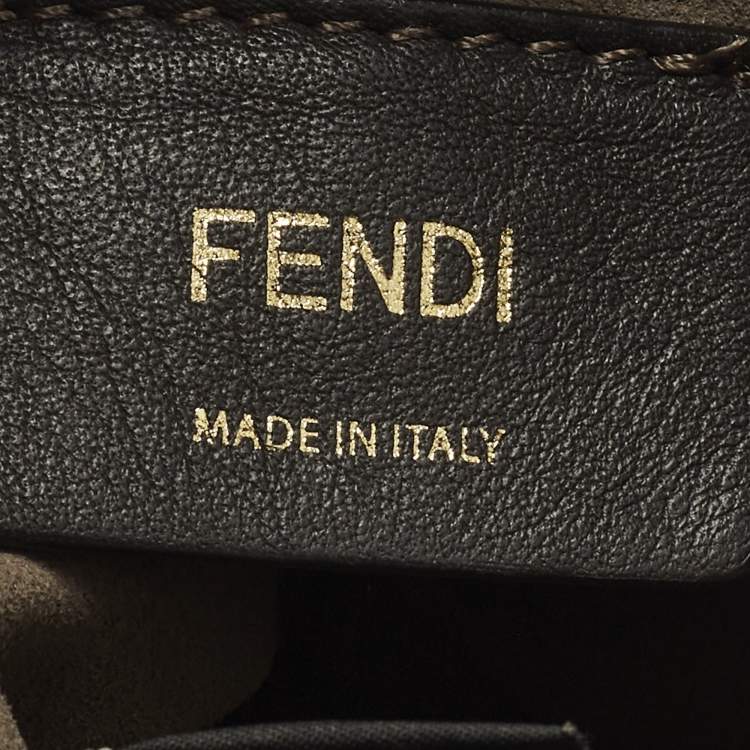 Pre Owned Fendi Mon Tresor Mini Brown/Black Zucca Leather Bucket Bag