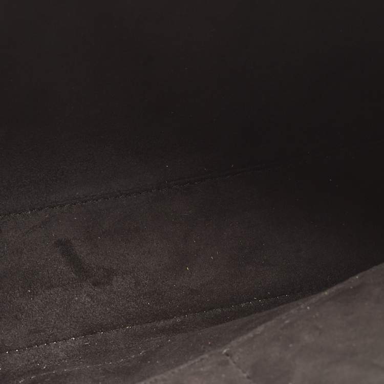 Pre Owned Fendi Dotcom Whipstitched Large Off White/Black Leather Top Handle Bag