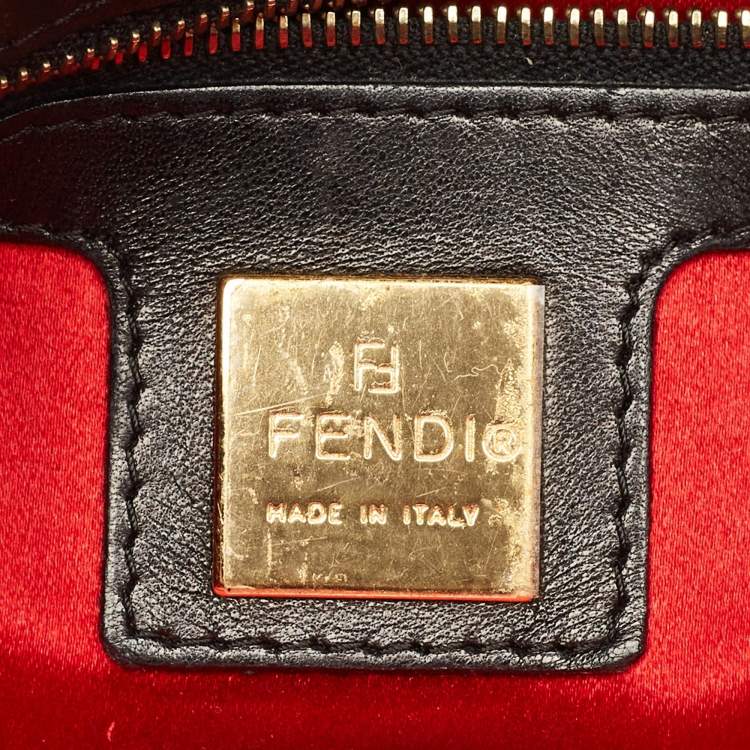 Pre Owned Fendi Flap Baguette Black Suede Bag