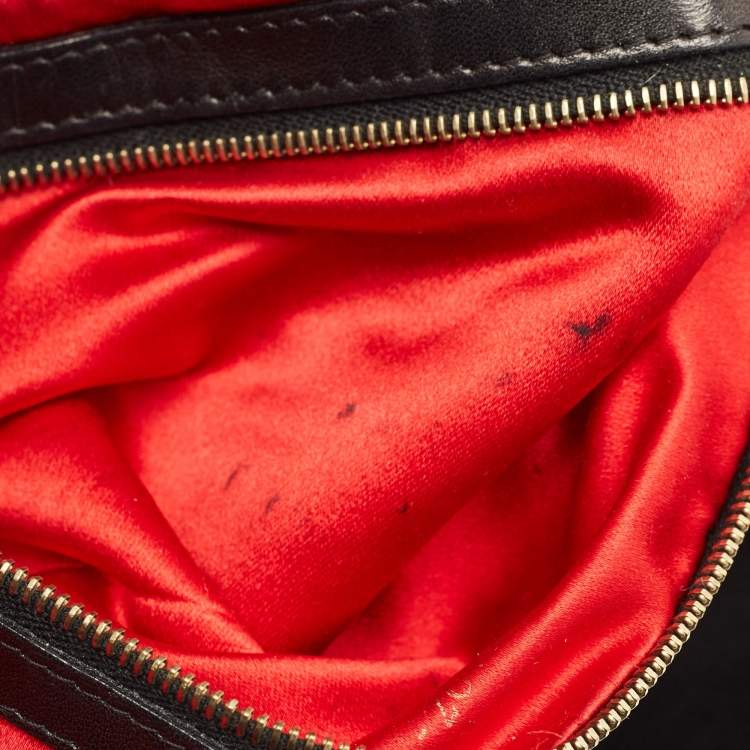 Pre Owned Fendi Flap Baguette Black Suede Bag