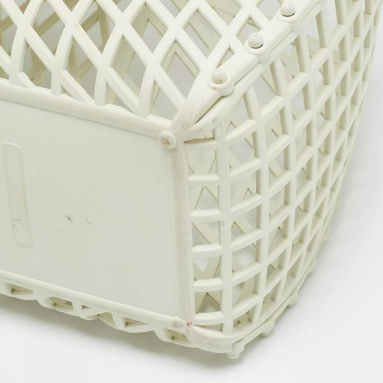 Pre Owned Fendi FF Logo Stamp Off White/Brown PVC Basket Bag