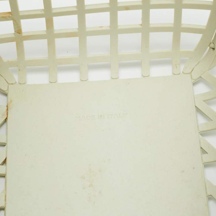 Pre Owned Fendi FF Logo Stamp Off White/Brown PVC Basket Bag